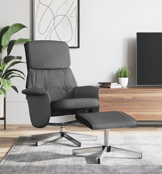 Relaxsessel mit Fußhocker Dunkelgrau Stoff