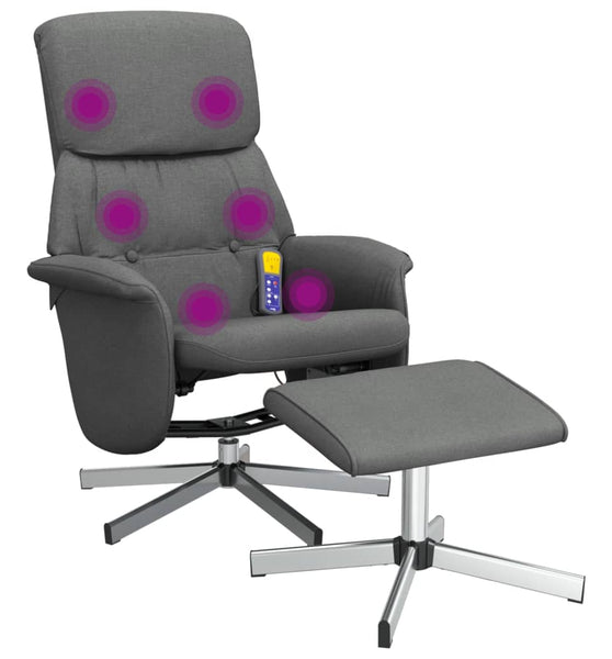 Massagesessel mit Fußhocker Dunkelgrau Stoff