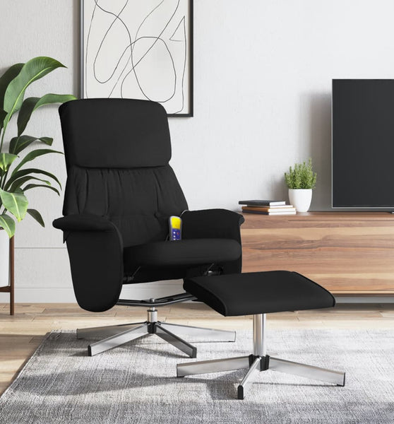 Massagesessel mit Fußhocker Schwarz Stoff