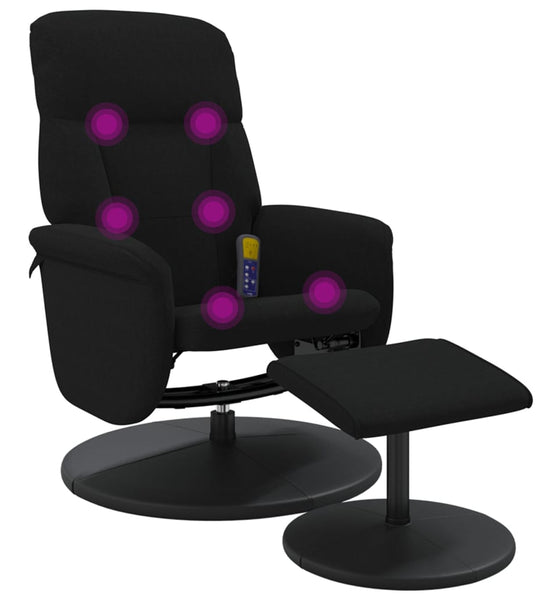 Massagesessel mit Fußhocker Schwarz Samt