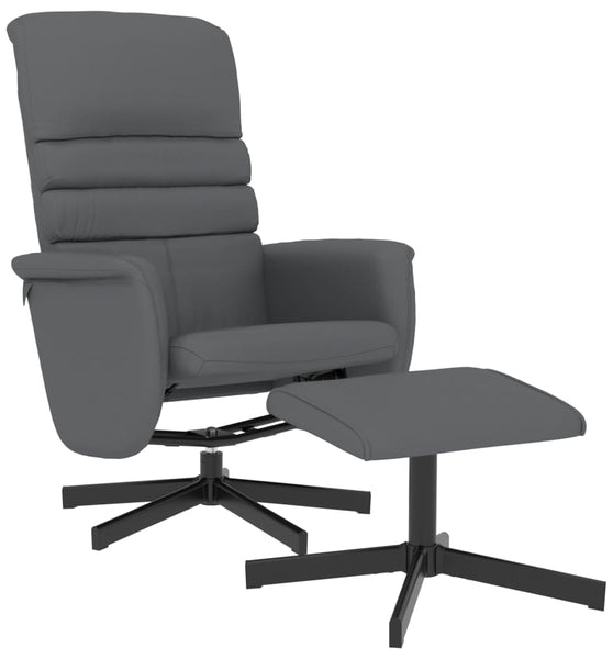 Relaxsessel mit Fußhocker Grau Kunstleder