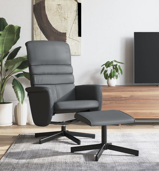 Relaxsessel mit Fußhocker Grau Kunstleder