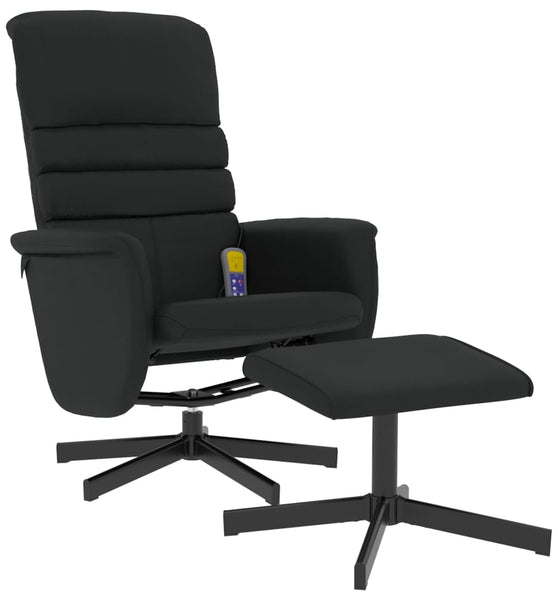 Massagesessel mit Fußhocker Schwarz Kunstleder