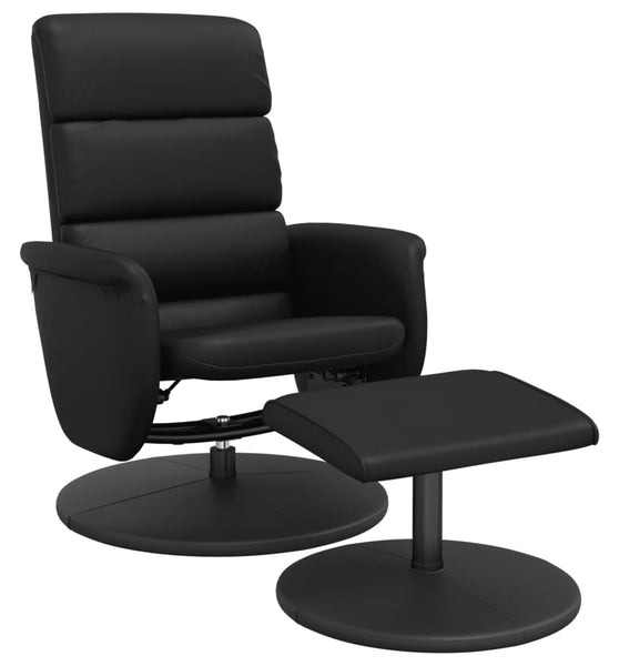 Relaxsessel mit Fußhocker Schwarz Kunstleder
