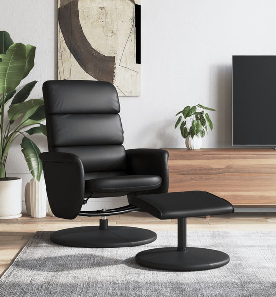 Relaxsessel mit Fußhocker Schwarz Kunstleder