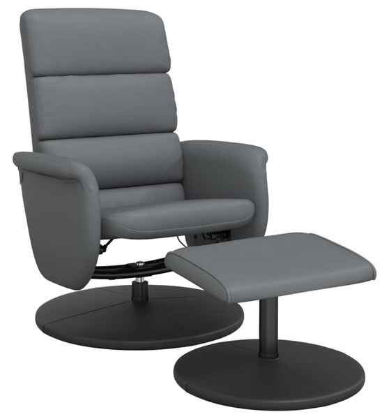 Relaxsessel mit Fußhocker Grau Kunstleder