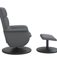 Relaxsessel mit Fußhocker Grau Kunstleder