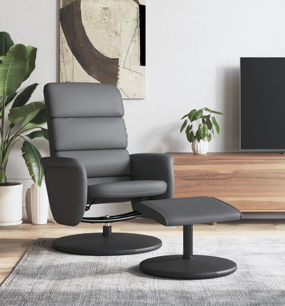 Relaxsessel mit Fußhocker Grau Kunstleder