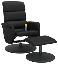 Massagesessel mit Fußhocker Schwarz Kunstleder
