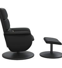 Massagesessel mit Fußhocker Schwarz Kunstleder