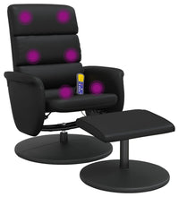 Massagesessel mit Fußhocker Schwarz Kunstleder