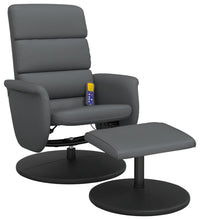 Massagesessel mit Fußhocker Grau Kunstleder