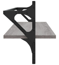 Wandregale mit Stangen 2 Stk. Grau Sonoma 100x25x30 cm