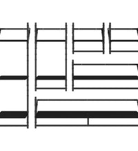 6-tlg. Wandregal-Set mit Stangen Schwarz Holzwerkstoff