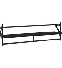 6-tlg. Wandregal-Set mit Stangen Schwarz Holzwerkstoff