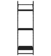 6-tlg. Wandregal-Set mit Stangen Schwarz Holzwerkstoff