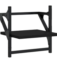 6-tlg. Wandregal-Set mit Stangen Schwarz Holzwerkstoff