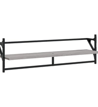 6-tlg. Wandregal-Set mit Stangen Grau Sonoma Holzwerkstoff