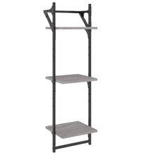 6-tlg. Wandregal-Set mit Stangen Grau Sonoma Holzwerkstoff