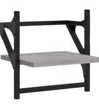 6-tlg. Wandregal-Set mit Stangen Grau Sonoma Holzwerkstoff