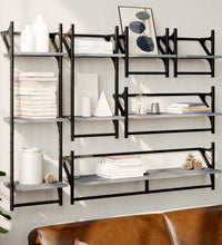 6-tlg. Wandregal-Set mit Stangen Grau Sonoma Holzwerkstoff