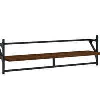 6-tlg. Wandregal-Set mit Stangen Braun Eichen-Optik