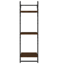 6-tlg. Wandregal-Set mit Stangen Braun Eichen-Optik