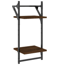 6-tlg. Wandregal-Set mit Stangen Braun Eichen-Optik