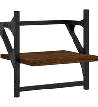 6-tlg. Wandregal-Set mit Stangen Braun Eichen-Optik