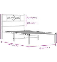 Bettgestell mit Kopfteil Metall Weiß 90x190 cm