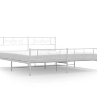 Bettgestell mit Kopf- und Fußteil Metall Weiß 200x200 cm