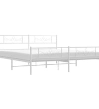Bettgestell mit Kopf- und Fußteil Metall Weiß 200x200 cm