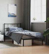 Bettgestell mit Kopfteil Metall Schwarz 107x203 cm
