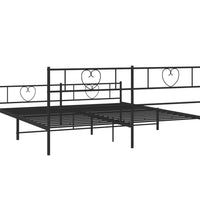 Bettgestell mit Kopf- und Fußteil Metall Schwarz 193x203 cm