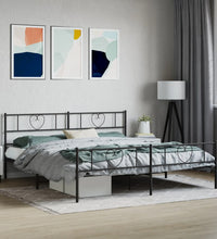 Bettgestell mit Kopf- und Fußteil Metall Schwarz 193x203 cm
