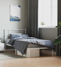 Bettgestell mit Kopfteil Metall Weiß 107x203 cm