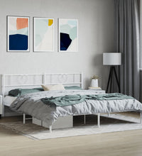 Bettgestell mit Kopfteil Metall Weiß 193x203 cm