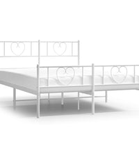 Bettgestell mit Kopf- und Fußteil Metall Weiß 135x190 cm