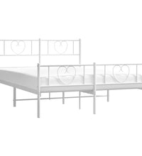 Bettgestell mit Kopf- und Fußteil Metall Weiß 135x190 cm