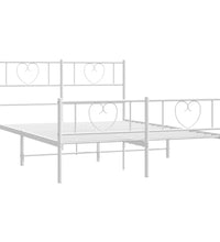 Bettgestell mit Kopf- und Fußteil Metall Weiß 135x190 cm