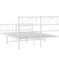 Bettgestell mit Kopf- und Fußteil Metall Weiß 135x190 cm