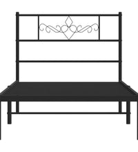Bettgestell mit Kopfteil Metall Schwarz 75x190 cm