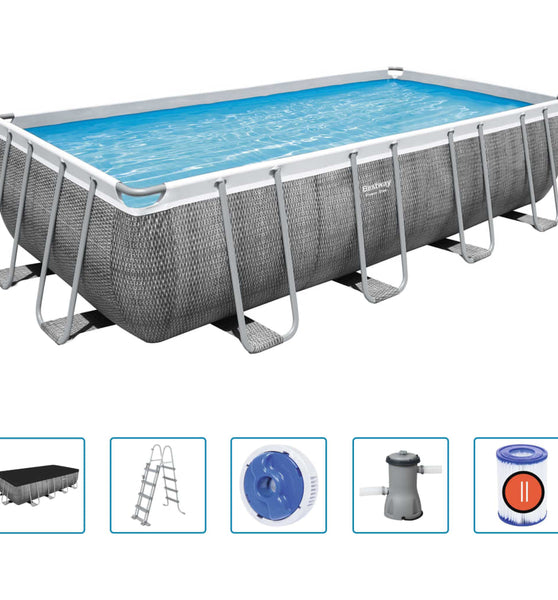 Bestway Power Steel Pool-Set Rechteckig 488×244×122 cm