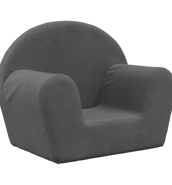 Kindersofa Anthrazit Weich Plüsch