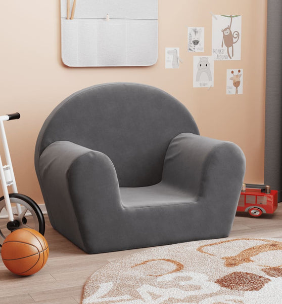 Kindersofa Anthrazit Weich Plüsch