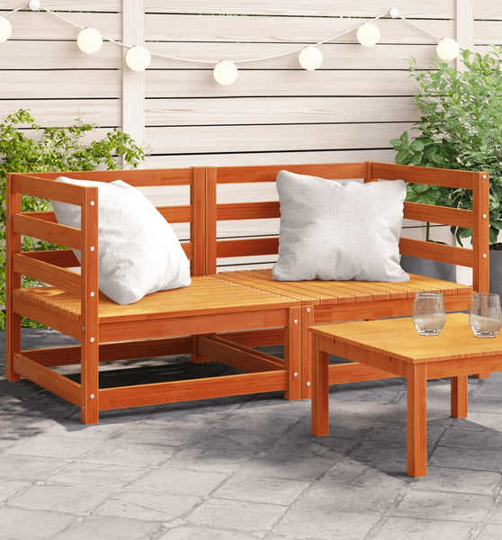 Garten-Ecksofas 2 Stk. Wachsbraun 70x70x67 cm Massivholz Kiefer