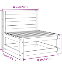 Gartensofa ohne Armlehnen Wachsbraun 70x70x67 cm Massivholz