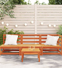 Gartensofa 3-Sitzer Wachsbraun Massivholz Kiefer