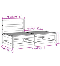 Gartensofa ohne Armlehnen mit Fußhocker Massivholz Kiefer