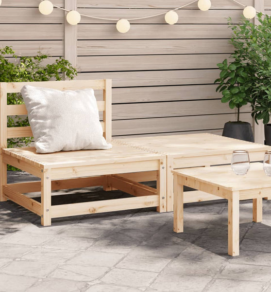 Gartensofa ohne Armlehnen mit Fußhocker Massivholz Kiefer